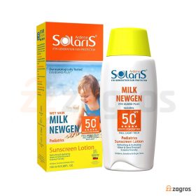 لوسیون ضد آفتاب کودک میلک نیوژن سولاریس آردن +SPF50 بی رنگ مناسب پوست حساس 100 میل