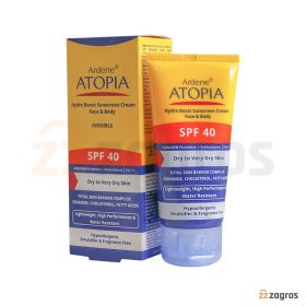 کرم ضد آفتاب رطوبت رسان صورت و بدن آردن آتوپیا SPF40 بی رنگ مناسب پوست خشک و خیلی خشک 50 میل