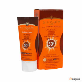 کرم ضد آفتاب فاقد چربی سان سیف +SPF50 رنگ بژ روشن مناسب پوست چرب، مختلط و مستعد آکنه 50 میل