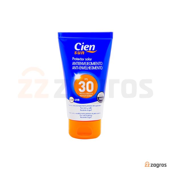 کرم ضد آفتاب ضد پیری Cien حاوی Spf30 بی رنگ مناسب پوست حساس و رنگ روشن 75 میل