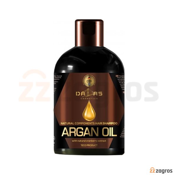 شامپو سر دالاس Dalas سری Natural Components حاوی روغن آرگان و عصاره کرنبری مناسب موهای خشک و زبر 500 گرم