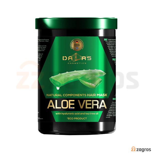 ماسک مو ضد ریزش دالاس Dalas سری Natural Components حاوی عصاره آلوئه ورا و هیالورونیک اسید مناسب موهای آسیب دیده 1000 میل