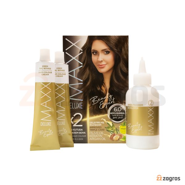 کیت رنگ مو Maxx Deluxe سری Golden Beauty شماره 6.0 پایه بلوند تیره