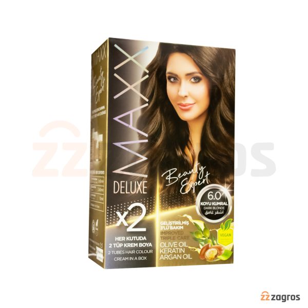 کیت رنگ مو Maxx Deluxe سری Golden Beauty شماره 6.0 پایه بلوند تیره