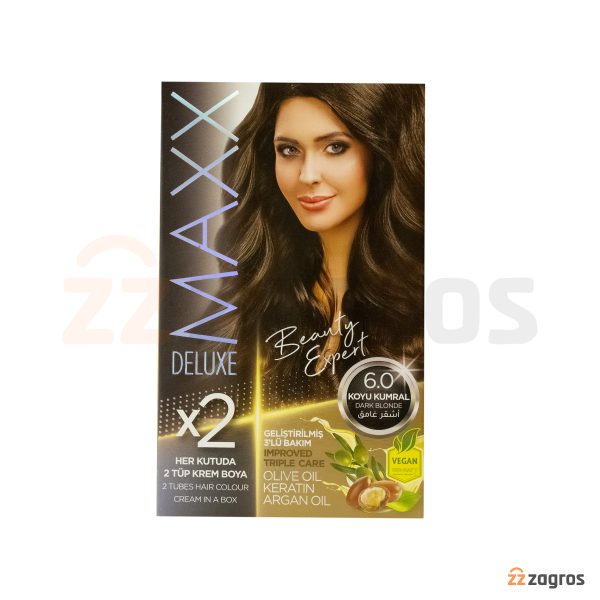 کیت رنگ مو Maxx Deluxe سری Golden Beauty شماره 6.0 پایه بلوند تیره