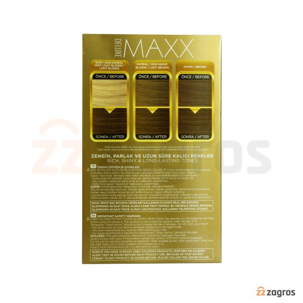 کیت رنگ مو Maxx Deluxe سری Golden Beauty شماره 7.3 پایه رنگ فندقی