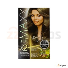 کیت رنگ مو Maxx Deluxe سری Golden Beauty شماره 7.3 پایه رنگ فندقی