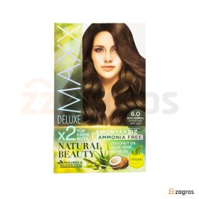 کیت رنگ مو بدون آمونیاک Maxx Deluxe سری Natural Beauty شماره 6.0 پایه رنگ بلوند تیره