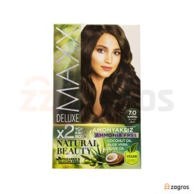 کیت رنگ مو بدون آمونیاک Maxx Deluxe سری Natural Beauty شماره 7.0 پایه رنگ بلوند