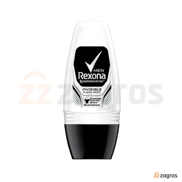 رول ضد تعریق مردانه رکسونا مدل Invisible Dry Black+white حجم 50 میل