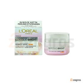 کرم روز ضد لک لورآل سری Glycolic Bright با SPF17 حاوی گلیکولیک اسید 50 میل