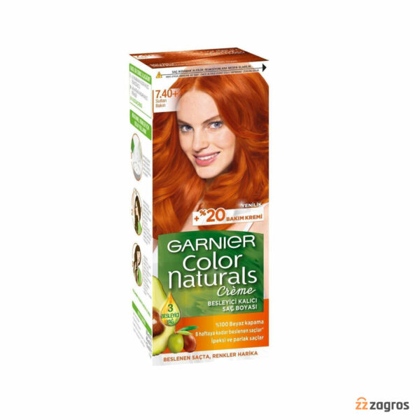 کیت رنگ مو گارنیر سری Color Naturals Creme شماره +7.40 پایه رنگ مسی پاییزی