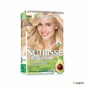 کیت رنگ مو گارنیر سری Nutrisse Ultra Creme شماره 10.01 پایه رنگ بلوند طبیعی عروسکی