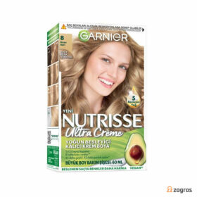 کیت رنگ مو گارنیر سری Nutrisse Ultra Creme شماره 8 پایه رنگ بلوند تیره