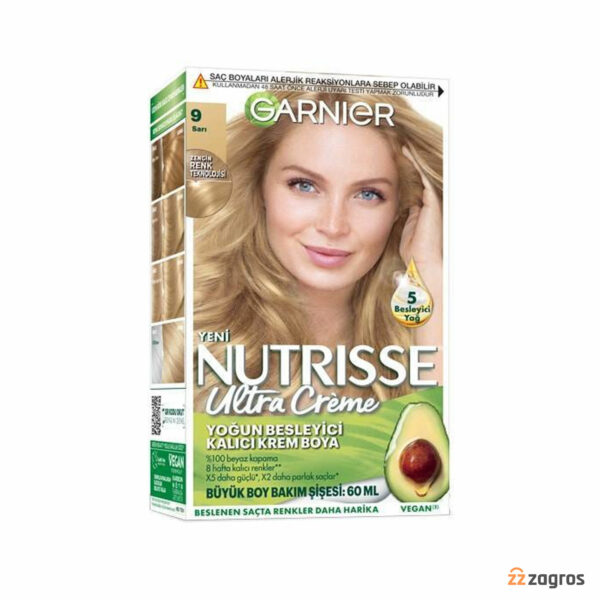 کیت رنگ مو گارنیر سری Nutrisse Ultra Creme شماره 9 پایه رنگ بلوند