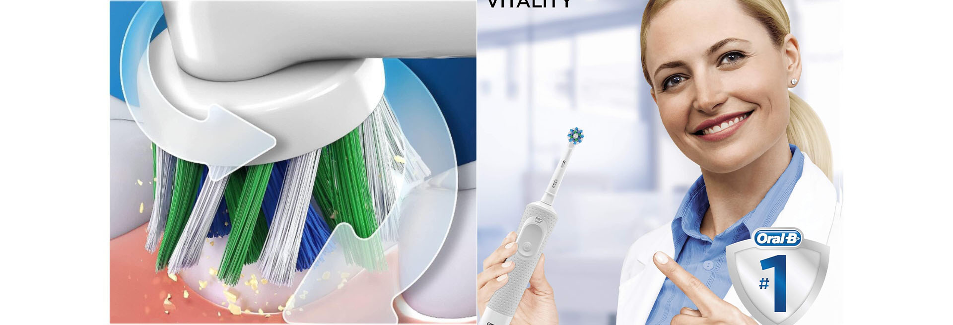 مسواک برقی اورال بی مدل Vitality 170 Cross Action رنگ سفید به همراه یک عدد سری یدک