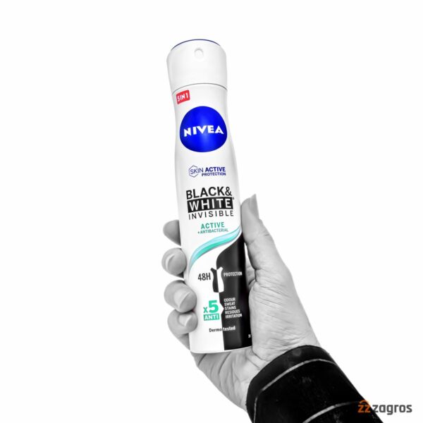 اسپری ضد تعریق زنانه نیوآ مدل Black & White Invisible Active حجم 200 میل