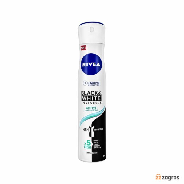 اسپری ضد تعریق زنانه نیوآ مدل Black & White Invisible Active حجم 200 میل
