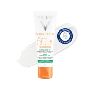 کرم ضد آفتاب مات کننده ویشی Spf50 بی رنگ مناسب پوست مختلط، چرب و مستعد آکنه 50 میل