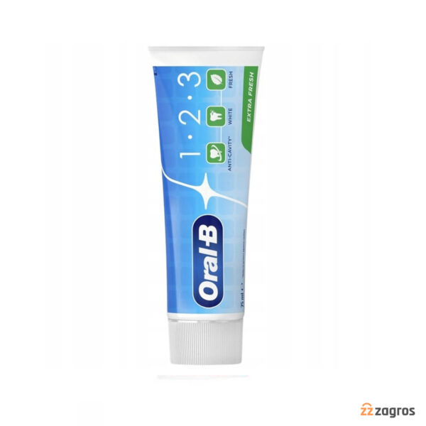 خمیر دندان اورال بی Oral B مدل 1.2.3extra Fresh حجم 100 میل
