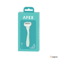 خودتراش 5 تیغ افکس Afex مدل Flamingo رنگ سبز به همراه یدک و قاب مسافرتی