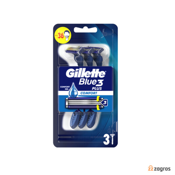 خودتراش مردانه 3 تیغ ژیلت مدل Blue 3 Plus Comfort بسته 3 عددی