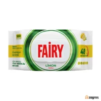 دستمال مرطوب سطوح چند منظوره فیری مدل Limon رایحه لیمو بسته ۱۰۰ برگی