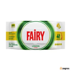 دستمال مرطوب سطوح چند منظوره فیری مدل LiMON رایحه لیمو  بسته 100 برگی