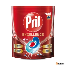 قرص ماشین ظرفشویی 4 در 1 پریل مدل Excellence بسته 22 عددی
