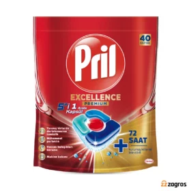 قرص ماشین ظرفشویی 5 در 1 پریل مدل Excellence بسته 40 عددی