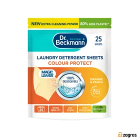 ورقه‌های شوینده لباس دکتر بکمن مخصوص لباس‌های رنگی با رایحه پرتقال و هلو بسته 25 عددی