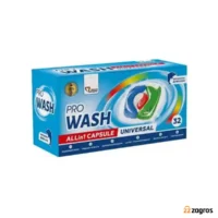 قرص ماشین لباسشویی ژله ای پرو واش Pro Wash Universal بسته ۳۲ عددی