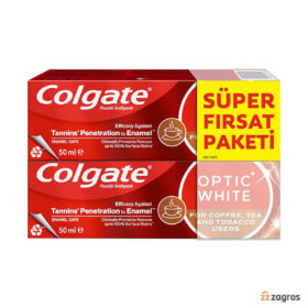 خمیر دندان سفید کننده کلگیت سری Optic White حجم 50 میل(پک ۲عددی)