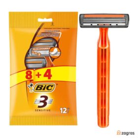 خودتراش 3 تیغ بیک مدل Sensitive بسته 12 عددی