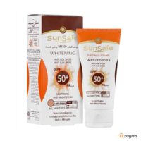 ضد آفتاب کرم پودری روشن کننده سان سیف Spf50 رنگ بژ روشن مناسب انواع پوست