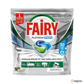 قرص ماشین ظرفشویی فیری مدل Platinum Fresh بسته 30 عددی